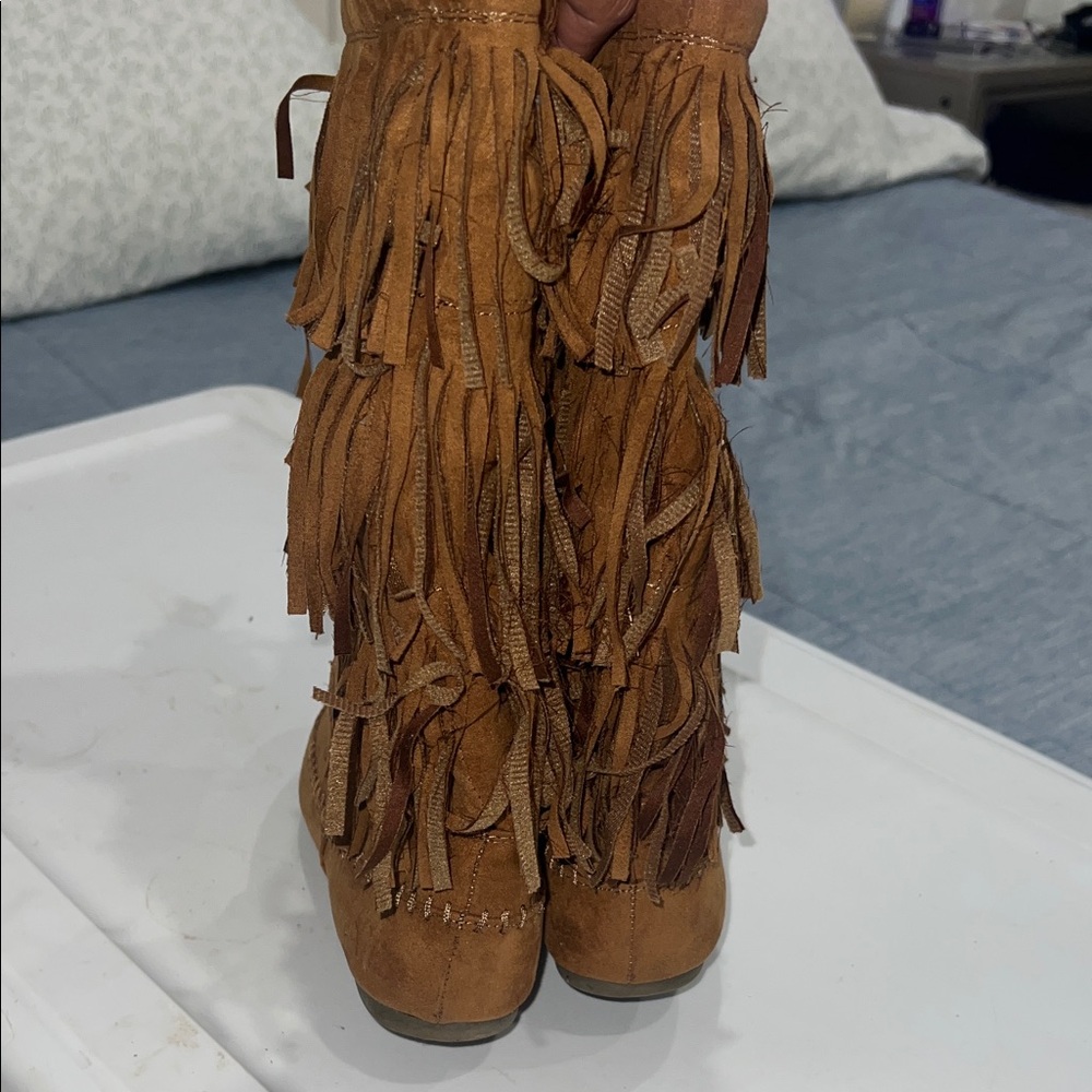Fringe Suede Tan Boots - Picture 3 of 4